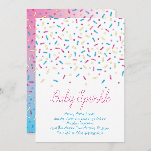 Sprinkles Confetti Baby Sprinkle Shower Invitation (Front/Back)
