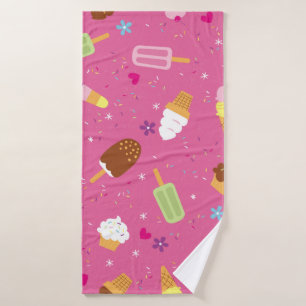 Sprinkles, cupcakes, ice cream, and popsicles scat bath towel