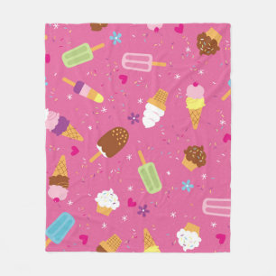 Sprinkles, cupcakes, ice cream, and popsicles scat fleece blanket
