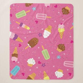 Sprinkles, cupcakes, ice cream, and popsicles scat sherpa blanket