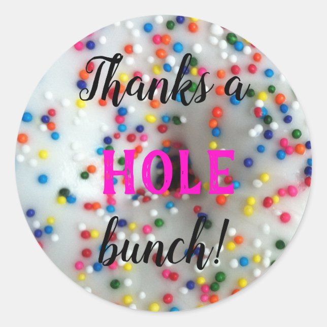 Sprinkles Doughnut | Thank You Classic Round Sticker (Front)