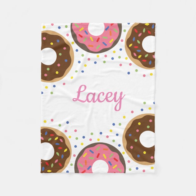 Sprinkles Doughnuts Personalised Fleece Blanket (Front)