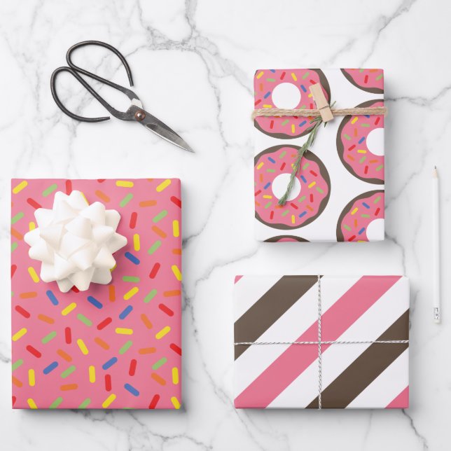 Sprinkles Doughnuts Stripes Gift Wrap Sheets (Front)