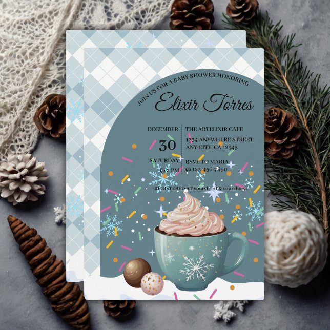 Sprinkles Hot Cocoa Winter Snowflakes Baby Shower Invitation (Creator Uploaded)