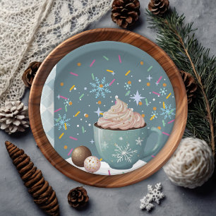 Sprinkles Hot Cocoa Winter Snowflakes Baby Shower Paper Plate