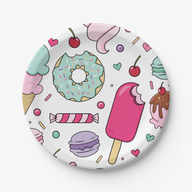 Sprinkles Ice Cream and Cake Birthday Paper Plate (Front)