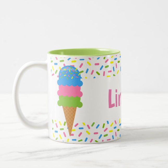 Sprinkles Ice Cream Cone Personalised Mug (Left)
