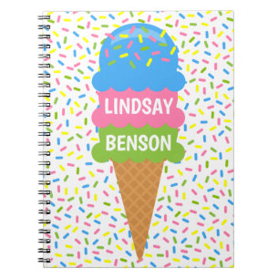 Sprinkles Ice Cream Cone Personalised Notebook