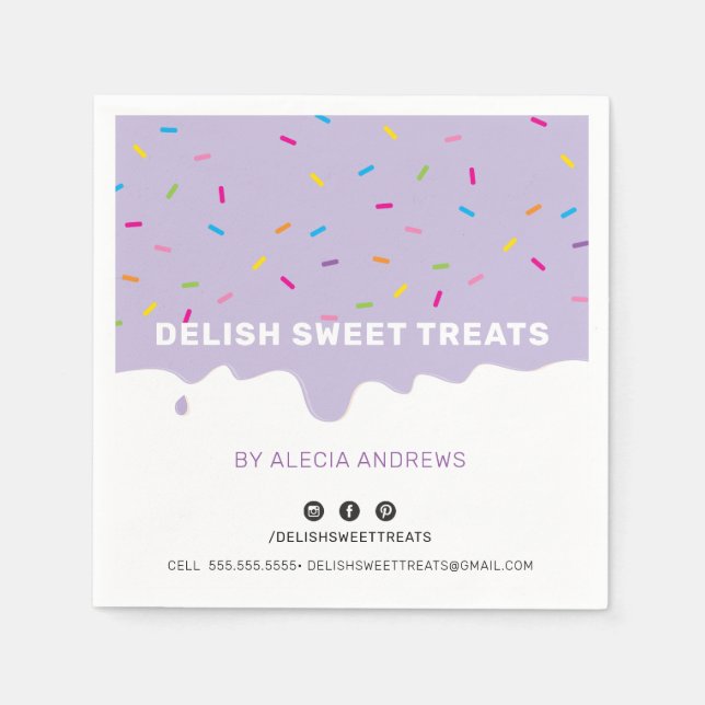 SPRINKLES modern frosting drip sprinkles purple Napkin (Front)