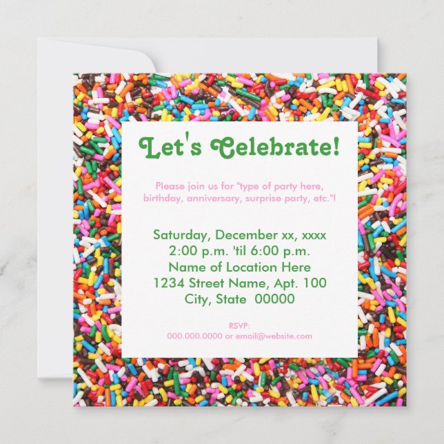 Sprinkles Party Invitations (Front)