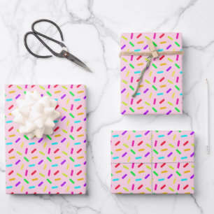 Sprinkles Pattern Colourful Custom Pink Wrapping Paper Sheet