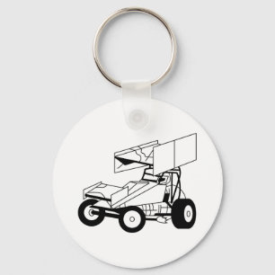 Sprint Car Outline Key Ring