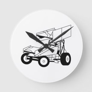 Sprint Car Outline Round Clock