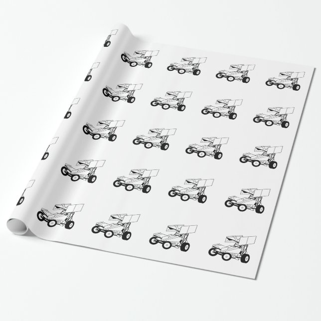 Sprint Car Outline Wrapping Paper (Unrolled)