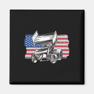 Sprint Car Racing Usa Flag Magnet