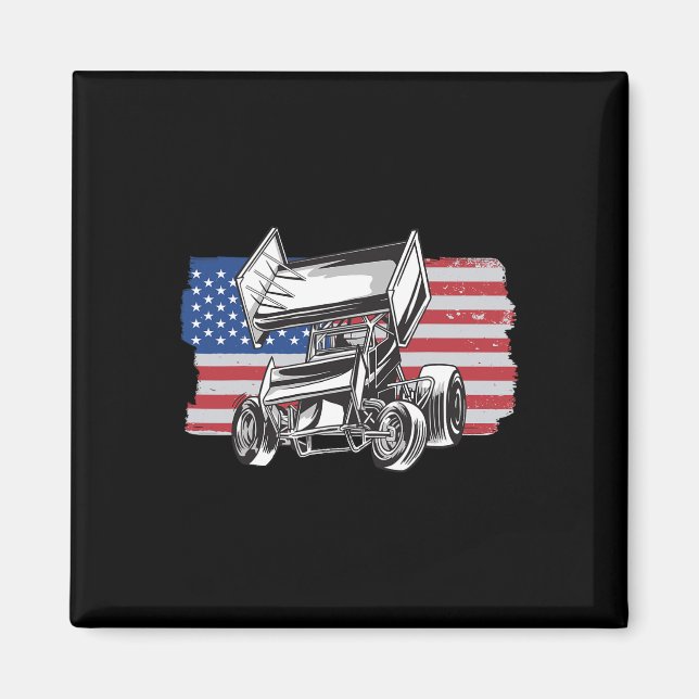 Sprint Car Racing Usa Flag  Magnet (Front)