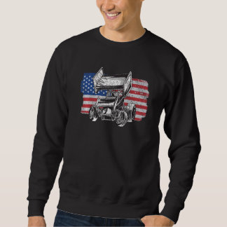 Sprint Car Racing USA Flag   Sweatshirt