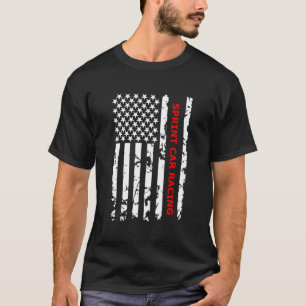 Sprint Car Racing Usa Flag T-Shirt