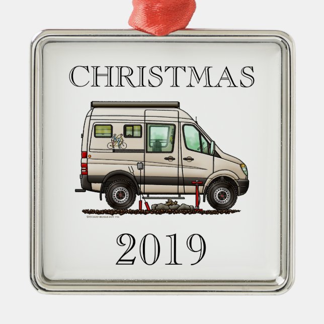 Sprinter Camper Van RV happy camper Metal Ornament (Front)