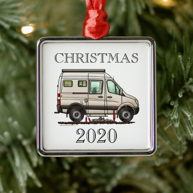 Sprinter Camper Van RV happy camper Metal Ornament (Tree)