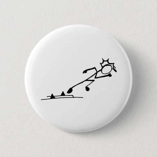 Sprinter Stickman Track and Field 6 Cm Round Badge (Front)