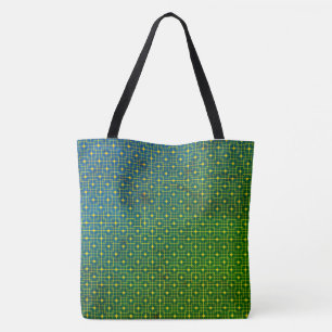 Sprite Greenish Greenleaf Neon Wired Cubes Pattern Tote Bag