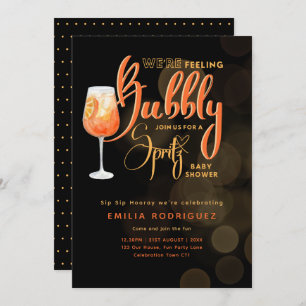 Spritz Baby Shower Boy or Girl Black Orange Invitation