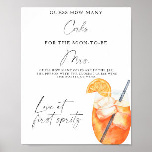 Spritz Bridal Shower Guess How Many Corks Poster