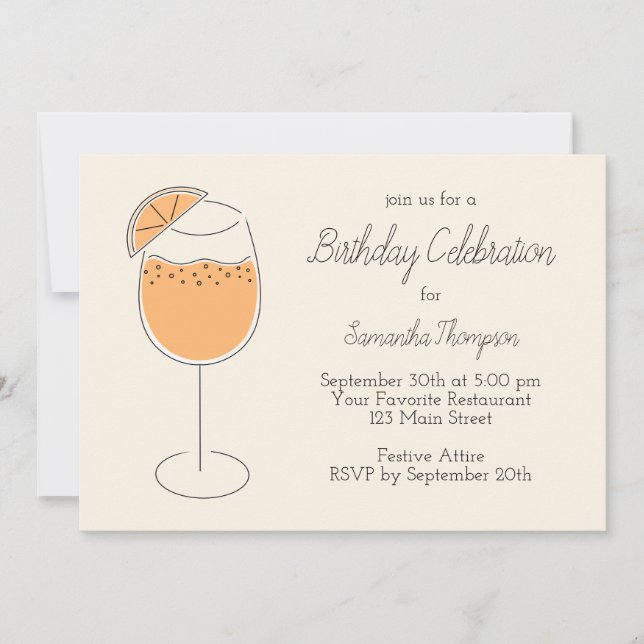 Spritz Bubbly Cocktail Birthday Party Invitation (Front)