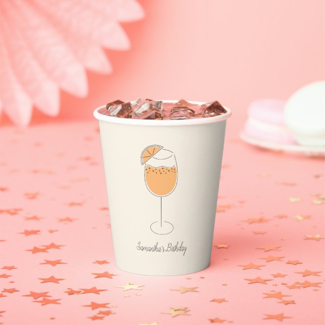 Spritz Bubbly Cocktail Birthday Party Paper Cups (Insitu)