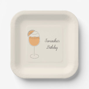 Spritz Bubbly Cocktail Birthday Party Paper Plate