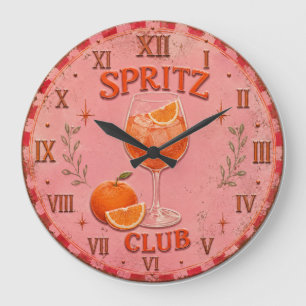 Spritz Club Aperol Cocktail Bar Decor Italian Large Clock