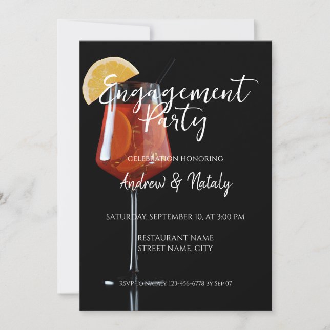 Spritz cocktail on black invitation (Front)