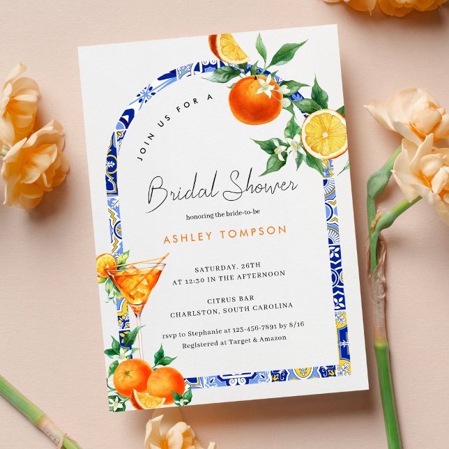 Spritz Mediterranean Boho Arch Bridal Shower Invitation (Creator Uploaded)
