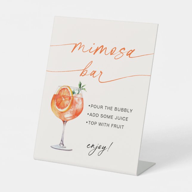 Spritz Mimosa Bar Modern Calligraphy Table Sign  (Front)