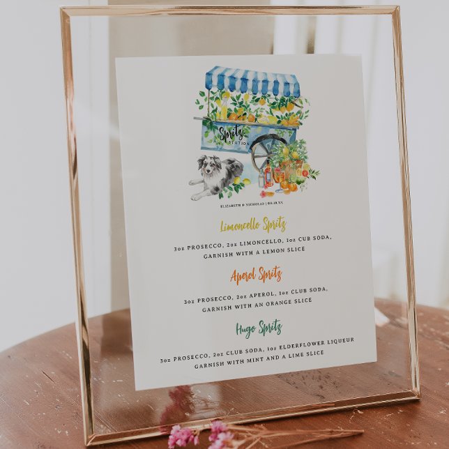 Spritz Station | Pet Portrait Drink Wedding Bar  Poster (Creator Uploaded)