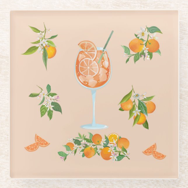 Spritz Summer Birthday Glass Coaster (Front)