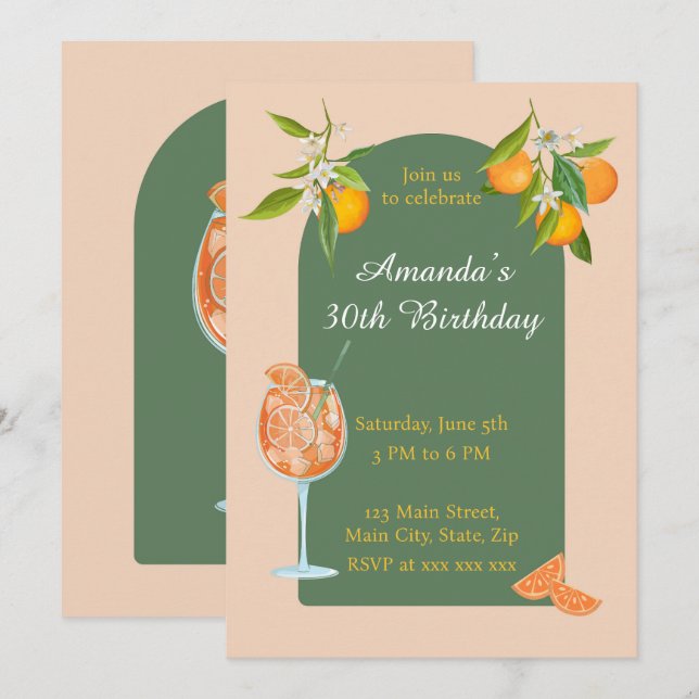 Spritz Summer Birthday Invitation (Front/Back)