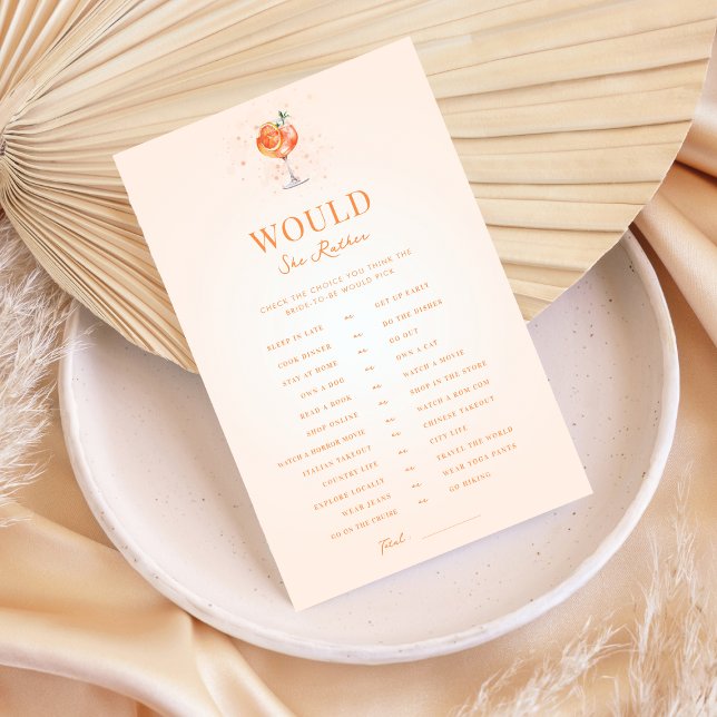 Spritz Theme Bridal Shower Would She Rather Game (Creator Uploaded)