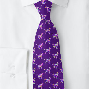 Sprocker Spaniel Dog Silhouette Cute Purple PY&B Tie