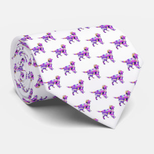 Sprocker Spaniel Dog Silhouette Cute Purple White Tie