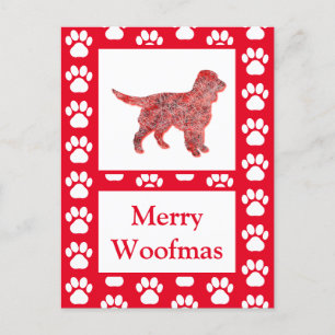 Sprocker Spaniel Dog Silhouette RedMerry Christmas Postcard