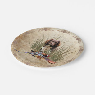 Sprocker Spaniel Tapestry Poster Triptych Acrylic Paper Plate