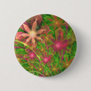 Sproingy Spring Flowers Fractal Art 6 Cm Round Badge