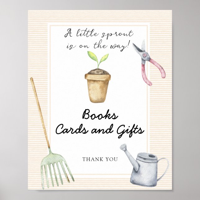 Sprout baby shower - books cards and gifts poster (Front)