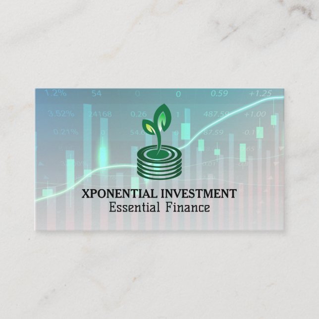 Sprout Coins Financial Logo | Stock Market Graph Business Card (Front)