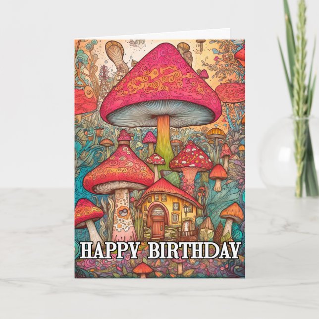 Sprouting Forest Mushroom Illustration Card (Front)