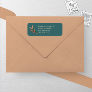 Spruce and Bronze Fall Leaf Wedding Return Address Label