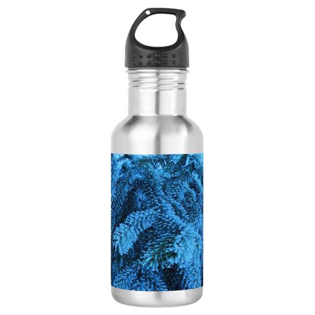 Spruce branches covered with snow & frost crystals 710 ml water bottle (Front)