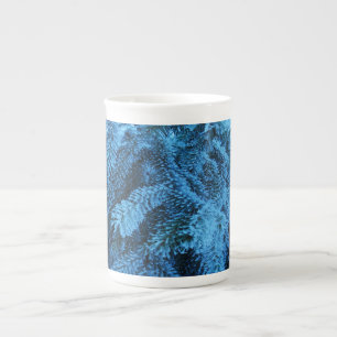 Spruce branches covered with snow & frost crystals bone china mug